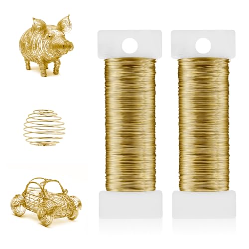 Nogeqi 0,3mm x 100m Gold Basteldraht Dünn, Verzinkter Dünner Draht Zum Basteln, Blumendraht 3mm Schmuckdraht Schmuck Draht Golddraht Für Diy Schmuckherstellung, Handwerk Und Dekoration (50m/Rolle) von Nogeqi