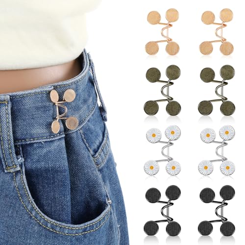Nogeqi 10 Stück Hosen Enger Machen Clip Hosenknopf Hose Enger Machen Clip Knopfnadeln Hosenbund Verkleinern Taillenstraffer Einstellbar für Jeans Hosen Jeansrock von Nogeqi