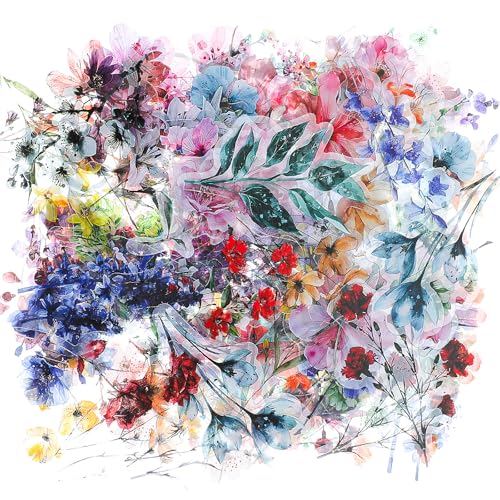 Nogeqi 100 Stück Bunte Sticker Blumen Aufkleber, Vintage PET Flowerstick Blume Scrapbook Stickers Fotoalbum, Blumen Scrapbooking Sticker Wasserfest Für Tagebuch Handwerk Diy Dekoration von Nogeqi
