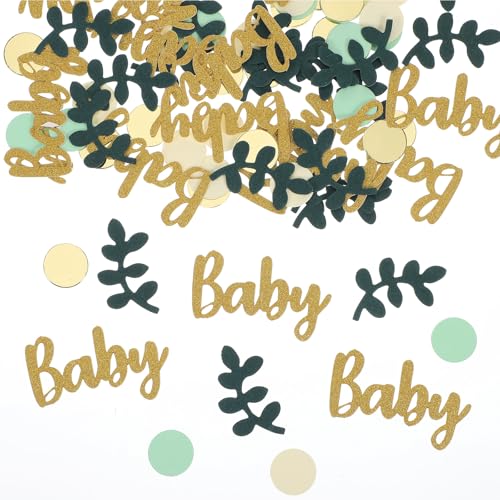 Nogeqi 100 Stück Salbeigrünes Babyparty Konfetti, Baby Streudeko Geburtstag, Konfetti Hochzeit Geburtstagsdeko Tisch, Grün Tischdeko Geburtstag für Junge Mädchen von Nogeqi