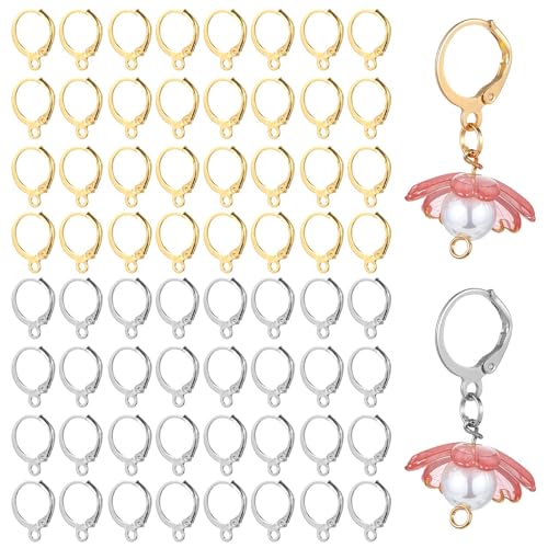 Nogeqi 100 Stück Ohrringhaken zur Schmuckherstellung, Diy Ohrringe Basteln Selber Machen Set, 15Mm Französische Ohrring Haken Ohrhaken mit Klappverschluss für Schmuck Herstellung (Gold Silber) Nogeqi 100 Stück Ohrringhaken zur Schmuckherstellung, Diy Ohrringe Basteln Selber Machen Set, 15Mm Französische Ohrring Haken Ohrhaken mit Klappverschluss für Schmuck Herstellung (Gold Silber) von Nogeqi