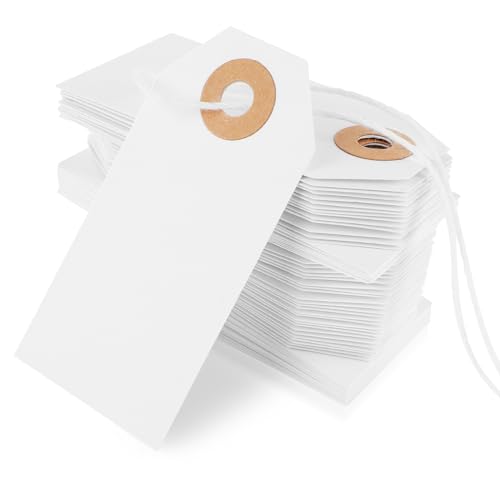 Nogeqi 100 Stück Preisschilder Flohmarkt Etiketten, Preisetiketten Geschenk Anhänger, Geschenkanhänger Weiß 70mm x 35mm Markierungsschildern Weiße für Kleidung Geschenke von Nogeqi