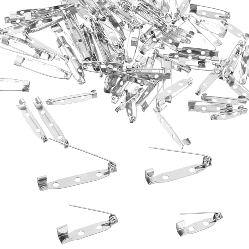 Nogeqi 120 Stück Silber Anstecknadel Broschennadeln, Metall Sicherheitsnadeln Set, Anstecknadeln Pins zum Basteln mit Sicherheitsverschluss für Schmuck Bastelarbeiten Abzeichen (20/25/30/35 Mm) von Nogeqi