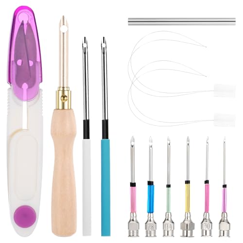 Nogeqi 13 Stück Stanznadel Einstellbare Punch Needle Set Anfänger mit Ersatz Nadel Stanznadel Werkzeug Embroidery Needle Stickerei Starter Kit für Stickgarn Kreuzstich DIY Nähen Stickerei von Nogeqi