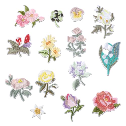 Nogeqi 14 x Blumen-Aufnäher zum Aufbügeln für Kleidung, bestickte Applikationen für Kleidung, dekorative florale bestickte Flicken zum Aufbügeln oder Aufnähen für Jeans, Kleidung, Jacke, Tasche, Hut Nogeqi 14 x Blumen-Aufnäher zum Aufbügeln für Kleidung, bestickte Applikationen für Kleidung, dekorative florale bestickte Flicken zum Aufbügeln oder Aufnähen für Jeans, Kleidung, Jacke, Tasche, Hut von Nogeqi