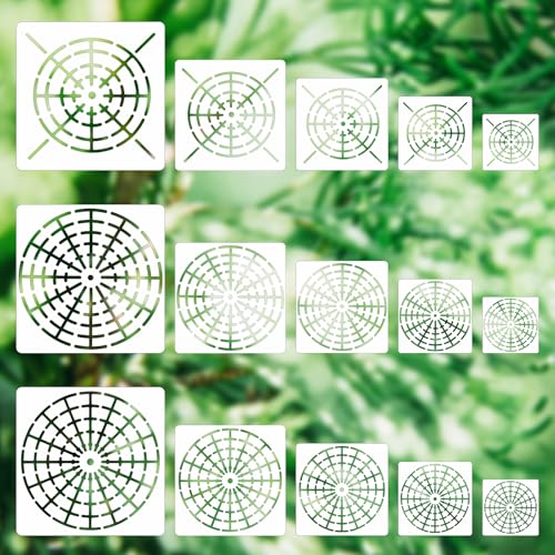 Nogeqi 15 Stück Mandala Schablone, Mandala Dotting Malvorlagen, 3/4/5/6/8 Zoll Mandala Circle Template, Wiederverwendbare Netz Serie Mandala Stencil, Punkt Malerei Schablonen Vorlage von Nogeqi