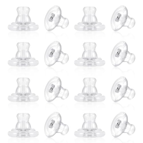 Nogeqi 16 Stück Hypoallergener Ohrstecker Verschluss Silikon, Sichere Ohrring Verschluss Stecker, Verschlüsse für Ohrstecker, Klar Gummi Ohrringverschlüsse für Damen Nogeqi 16 Stück Hypoallergener Ohrstecker Verschluss Silikon, Sichere Ohrring Verschluss Stecker, Verschlüsse für Ohrstecker, Klar Gummi Ohrringverschlüsse für Damen von Nogeqi