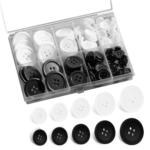 Nogeqi 160 Stück knöpfe schwarz 15mm um Annähen, schwarze knöpfe 20mm 4 Loch, Weiß Buttons 25mm Rund Knopf Harz zum Nähen Basteln Stricken 12mm 10mm Nogeqi 160 Stück knöpfe schwarz 15mm um Annähen, schwarze knöpfe 20mm 4 Loch, Weiß Buttons 25mm Rund Knopf Harz zum Nähen Basteln Stricken 12mm 10mm von Nogeqi