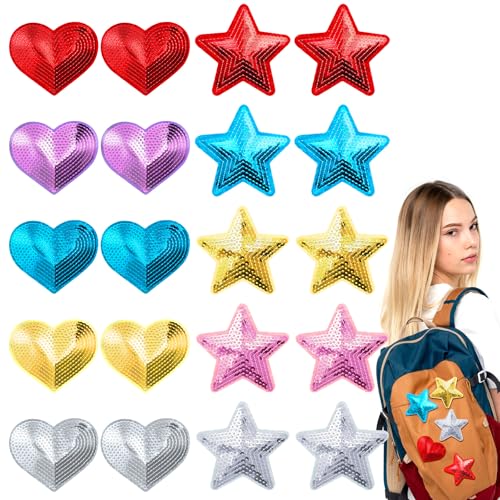 Nogeqi 20 Stück Glitzer Sterne Flicken zum Aufbügeln Herz Bügelflicken Kinder Stern Patches Bügelbilder für Textilien Pailletten Star Iron On Patch für Kleidung Jeans Hut Rucksäcke Nogeqi 20 Stück Glitzer Sterne Flicken zum Aufbügeln Herz Bügelflicken Kinder Stern Patches Bügelbilder für Textilien Pailletten Star Iron On Patch für Kleidung Jeans Hut Rucksäcke von Nogeqi