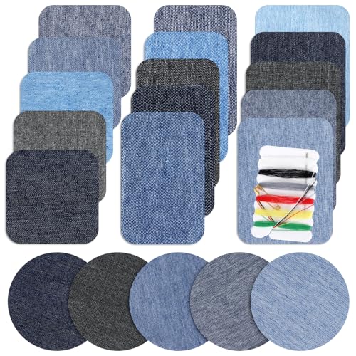 Nogeqi 20 Stück Bügelflicken Jeans Flicken zum Aufbügeln Innen, Aufbügler Jeansflicken Aufbügelflicken Innenseite, Iron On Patches Denim Stoffflicken für Kleidung Reparatur und Dekoration (Blau) von Nogeqi