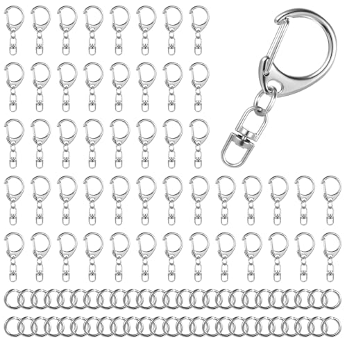 Nogeqi 50 Stück Karabinerverschlüsse für Schlüsselanhänger, Metall-Lanyard-Clips, drehbare Karabinerhaken, Schlüsselanhänger-Haken für Schmuckherstellung, Taschen, Schlüsselanhänger, DIY Nogeqi 50 Stück Karabinerverschlüsse für Schlüsselanhänger, Metall-Lanyard-Clips, drehbare Karabinerhaken, Schlüsselanhänger-Haken für Schmuckherstellung, Taschen, Schlüsselanhänger, DIY von Nogeqi