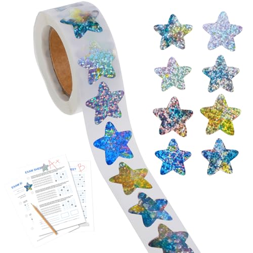 Nogeqi 500 Stück Sterne Sticker Glitzer, Stern Aufkleber Rolle 2,5cm, Selbstklebende, Wasserdichte Universum Sternchen Sticker Klebesterne Für Kinder Schule Lehrerbedarf Diy Scrapbooking (Bunte) von Nogeqi