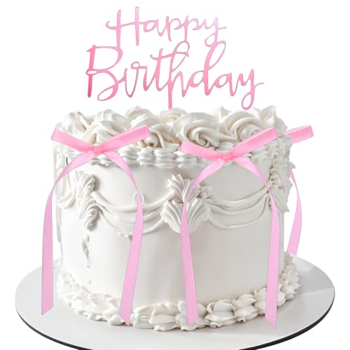 Nogeqi 7 Stück Rosa Happy Birthday Tortendeko Schleife Cake Topper Geburtstag, Rosa Schleifen Deko Torte, Vintage Schleife Kuchen Deko Geburtstag Tortenstecker Nogeqi 7 Stück Rosa Happy Birthday Tortendeko Schleife Cake Topper Geburtstag, Rosa Schleifen Deko Torte, Vintage Schleife Kuchen Deko Geburtstag Tortenstecker von Nogeqi