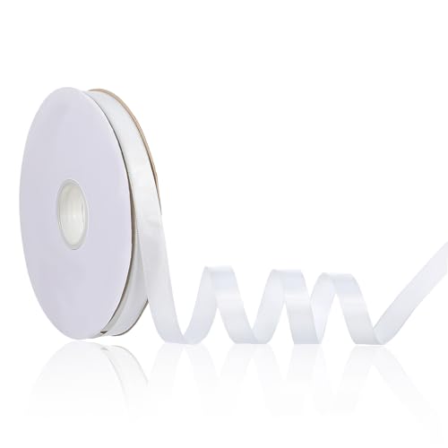 Nogeqi 91 Meter Satinband Weiss 15mm, Schleifenband Weiss Aus Polyester, Geschenkband Weiß, Breites Weißes Band Elegantes Für Geschenkverpackung, Hochzeitsdekoration Und Bastelprojekte von Nogeqi