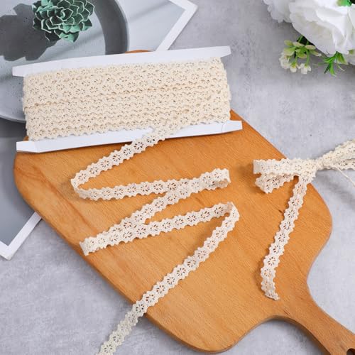 Nogeqi 9m Vintage Spitzenband Aus Baumwolle 1cm Breit, Beige Juteband Mit Spitze, Häkel Borte Schleifenband Spitze Band Beige Für Hochzeitsdeko Scrapbooking Nähprojekte Geschenkverpackung Nogeqi 9m Vintage Spitzenband Aus Baumwolle 1cm Breit, Beige Juteband Mit Spitze, Häkel Borte Schleifenband Spitze Band Beige Für Hochzeitsdeko Scrapbooking Nähprojekte Geschenkverpackung von Nogeqi