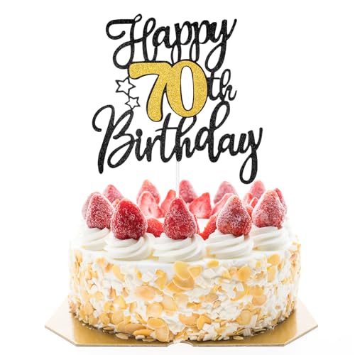 Nogeqi Glitzer Tortendeko 70. Geburtstag Mann, Schwarz Gold Kuchendeko Geburtstag, Happy Birthday Cake Topper 70th Kuchen Deko, Zweiseitiger Tortenaufsatz Set Party Dekoration Nogeqi Glitzer Tortendeko 70. Geburtstag Mann, Schwarz Gold Kuchendeko Geburtstag, Happy Birthday Cake Topper 70th Kuchen Deko, Zweiseitiger Tortenaufsatz Set Party Dekoration von Nogeqi