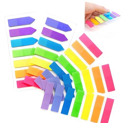 Klebezettel 700 Stück,Haftnotizen,Seitenmarker Selbstklebend,Sticky Notes,Mini Haftstreifen Ideal Zum Markieren und Hervorheben von Notizen und Büchern,School Supplies(zwei Formen,7 Farben) von Nokwocy