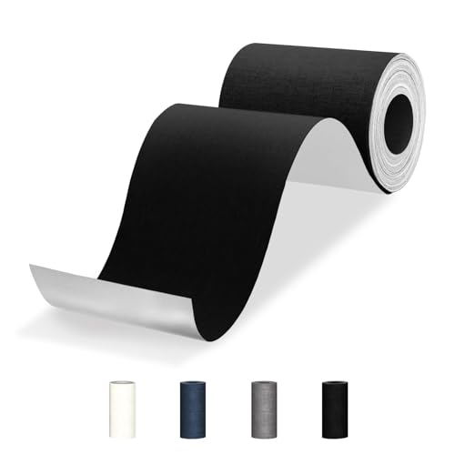 Nokwocy Flicken Selbstklebend Stoff, 10 x 200 cm Leinenstoff Stoff Selbstklebend, Reparaturflicken Textilklebeband für Sofa, Möbel, Autositze, Bürostuhl, Zelt, Vorhang (Schwarz) von Nokwocy