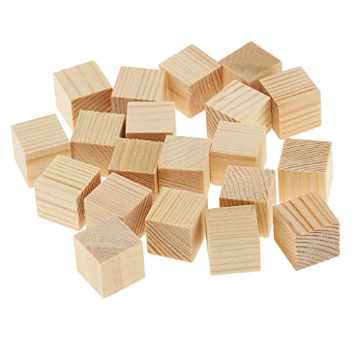Quadratische Blöcke Holzblöcke Puzzle Holzwürfel Bastelholz DIY Deko Holz - Natürlich, 15mm 20 Stück von Non-brand