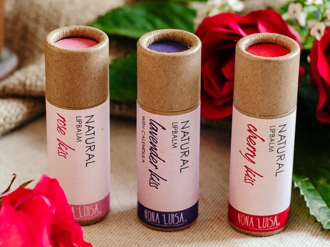 3x All Natural Lip Balms Bundle | Bienenwachs Lippenbalsam, Lipgloss, Lippenpflege, Handgemachtes Lippenbalsam Set, Salben Und Balsame, Moisturizer von NonaLuisa