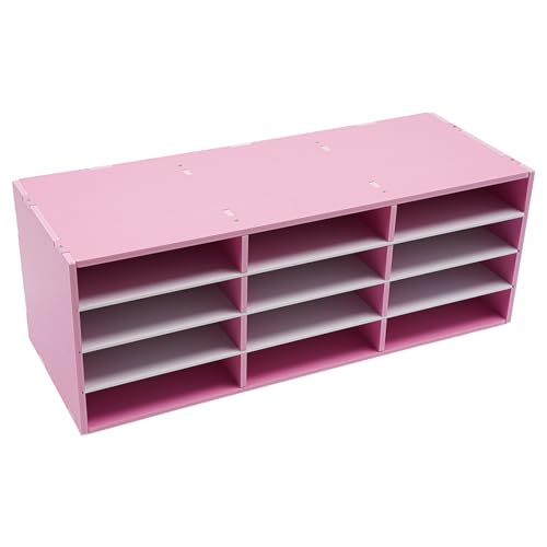 12 Fächer Briefablage, Büro Dokumenten Organizer aus PVC, Freistehend Schreibtisch Organizer, Schreibtischablage, Aktenablage, Zeitschriftenhalter, Gestuftes Regal, 80 * 30.8 * 30cm (Rosa) von NoneDanGee