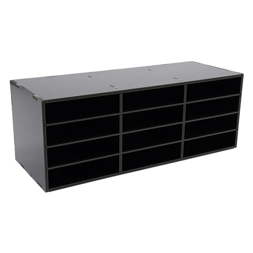 12 Fächer Briefablage, Büro Dokumenten Organizer aus PVC, Freistehend Schreibtisch Organizer, Schreibtischablage, Aktenablage, Zeitschriftenhalter, Gestuftes Regal, 80 * 30.8 * 30cm (Schwarz) von NoneDanGee