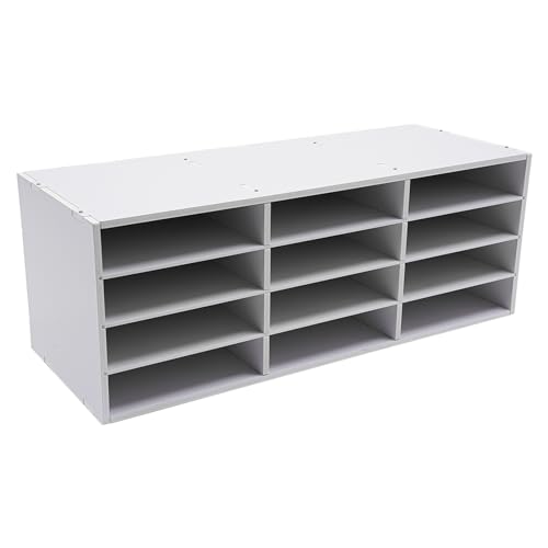 12 Fächer Briefablage, Büro Dokumenten Organizer aus PVC, Freistehend Schreibtisch Organizer, Schreibtischablage, Aktenablage, Zeitschriftenhalter, Gestuftes Regal, 80 * 30.8 * 30cm (Weiß) von NoneDanGee