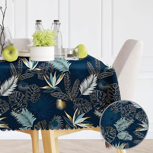 Tischdecke Outdoor Rund 150 Tischdecke Gartentischdecke Wetterfest Tischdecke Abwaschbar für Draußen Polyester Florals Garten Tischdecke für Küche Garten Café Picknick (ZB10, 140x180cm) von Nookery