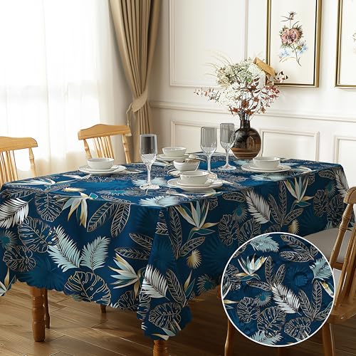 Tischdecke Rechteckig Abwaschbar Outdoor Tischdecke Wetterfest Garten Tischdecken für Draußen Polyester Gartentischdecke Floral für Küche Esszimmer Parteien Garten Couchtisch 152x220 cm von Nookery