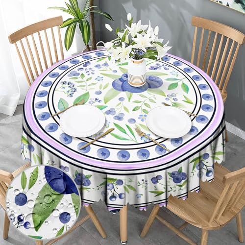 Tischdecke Rund 150 Blaubeere Tischdecke Abwaschbar Wasserabweisend Gartentischdecke Wetterfest Tischdecke Abwaschbar für Outdoor Polyester Dauerhaft Tischdecke für Küche Garten Café Picknick von Nookery