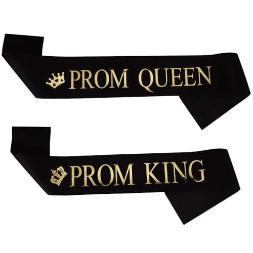 Ball-Dekorationsset, Schwarz und Gold, für Abschlussball und Abschlussball, Queen, Schärpen für Damen, Herren und Teenager, perfekte Dekoration für Heimkehr, Abschlussfeier, Abschlussball, Party, 2 Ball-Dekorationsset, Schwarz und Gold, für Abschlussball und Abschlussball, Queen, Schärpen für Damen, Herren und Teenager, perfekte Dekoration für Heimkehr, Abschlussfeier, Abschlussball, Party, 2 von Noonhorse