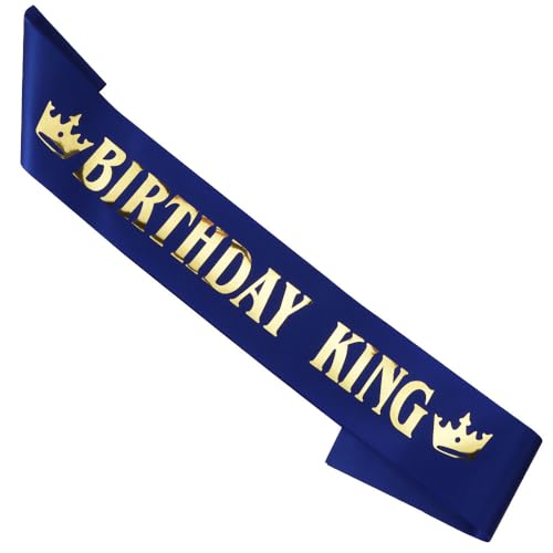 Geburtstag König Schärpe für Männer Geburtstag Party Dekorationen Zubehör Set für Junge Prinz Gold Blau, 1 Pack Geburtstag König Schärpe für Männer Geburtstag Party Dekorationen Zubehör Set für Junge Prinz Gold Blau, 1 Pack von Noonhorse