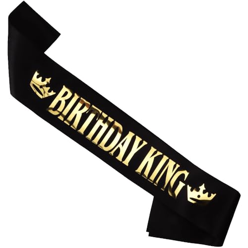 Geburtstag König Schärpe für Männer Geburtstag Party Dekorationen Zubehör Set für Junge Prinz Gold Schwarz, 1 Pack Geburtstag König Schärpe für Männer Geburtstag Party Dekorationen Zubehör Set für Junge Prinz Gold Schwarz, 1 Pack von Noonhorse