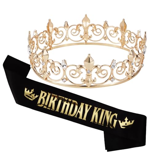 Noonhorse Geburtstag König Schärpe Krone & Tiara für Männer Klassisch Geburtstag Party Dekorationen Zubehör Set für Jungen Prinz Gold Schwarz 2 Stück Noonhorse Geburtstag König Schärpe Krone & Tiara für Männer Klassisch Geburtstag Party Dekorationen Zubehör Set für Jungen Prinz Gold Schwarz 2 Stück von Noonhorse