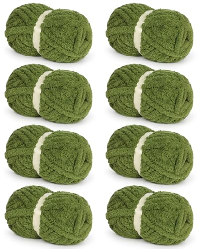 Grobes Garn zum Handstricken, Ombré-Chenille-Deckengarn zum Häkeln, 8 Stück, 226 g, #8, Jumbo, super sperrig, flauschig, dicke Finger-Strickgarne für Schal, Kissen und Puppe (C) von Noonuur