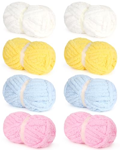 Grobes Garn zum Handstricken, Ombré-Chenille-Deckengarn zum Häkeln, 8 Stück, 226 g, #8, Jumbo, super sperrig, flauschig, dicke Finger-Strickgarne für Schal, Kissen und Puppe (E) von Noonuur