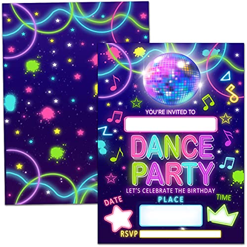 Tanzparty Einladungskarten Disco Geburtstag Party Einladung Kinder Party Feier 20 Karten mit 20 Umschlägen - (wuhui01) von Nopoben