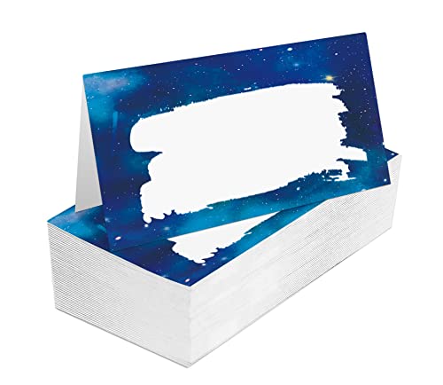 Zuoweika-A002 Tischkarten für Hochzeit, Geburtstag oder Party, blau gefüllte Namenskarten, faltbare Sitztischkarten, 25 Stück, gefaltet auf 8,9 x 5,1 cm von Nopoben