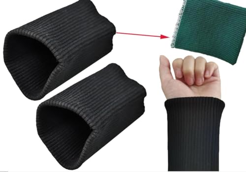 Noraling Fertig gestrickte Rippenbündchen, Ersatzjacke, Streifen, Rippstrick-Besätze, Manschetten, 1 Paar zum Nähen, Heimwerken, Schwarz von Noraling