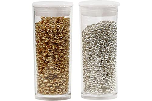 Creativ Rocailleperlen, Größe 15/0, Lochgröße 0,5–0,8 mm, Gold, Silber, 2 x 7 g Creativ Rocailleperlen, Größe 15/0, Lochgröße 0,5–0,8 mm, Gold, Silber, 2 x 7 g von Creativ