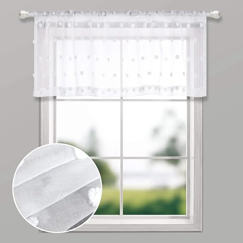 Nordivo Scheibengardinen,Weiß Halbtransparente Vorhänge,Bistrogardine, Küchenvorhang,Vorhänge Küche,Scheibengardinen Kurz,Küchengardinen Landhausstil,Kurzgardine Modern(White,H45xW145cm) von Nordivo