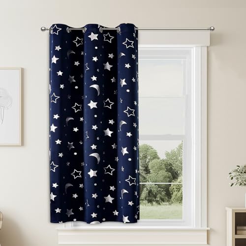 Scheibengardinen Blickdicht,Bistrogardine Küche,Küchengardinen 100 Cm Hoch,Kurzgardine Modern,Vorhänge Kurz，Kleine Gardinen Für Fenster,Scheibengardinen Kinderzimmer,Kurzgardine Mit Schlaufen(DarkBlue von Nordivo