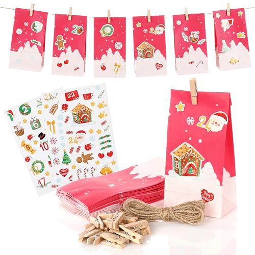 Nordstern Adventskalender zum Befüllen 2024 mit 24 Weihnachts-Papiertüten, Weihnachtsaufkleber, Juteschnur und Holz Klammern, Geschenktüten zum Basteln und Verschenken Nordstern Adventskalender zum Befüllen 2024 mit 24 Weihnachts-Papiertüten, Weihnachtsaufkleber, Juteschnur und Holz Klammern, Geschenktüten zum Basteln und Verschenken von Nordstern