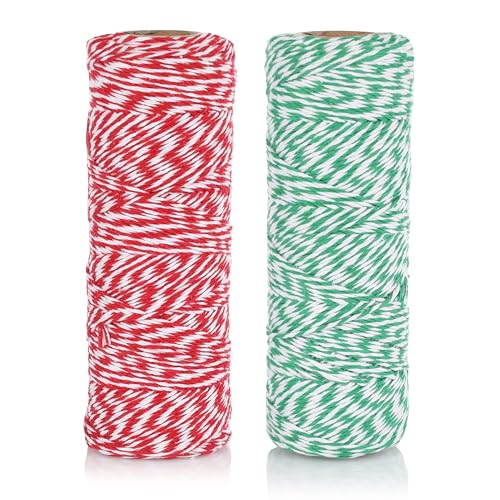 Nordstern Baumwoll Schnur Bindegarn 2er Set + 20 Geschenkanhänger - Geschenkband, Juteschnur, Bastelschnur, Küchengarn für DIY Basteln Küche - Rot/Weiß + Grün/Weiß 200 m Nordstern Baumwoll Schnur Bindegarn 2er Set + 20 Geschenkanhänger - Geschenkband, Juteschnur, Bastelschnur, Küchengarn für DIY Basteln Küche - Rot/Weiß + Grün/Weiß 200 m von Nordstern