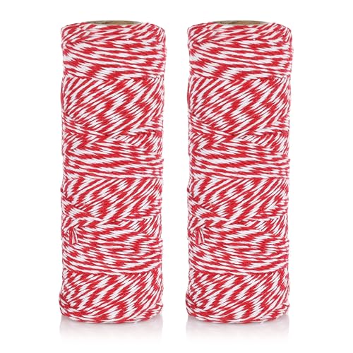 Nordstern Baumwoll Schnur Bindegarn 2er Set + 20 Geschenkanhänger - Geschenkband, Juteschnur, Bastelschnur, Küchengarn für DIY Basteln Küche - Rot/Weiß 200 m Nordstern Baumwoll Schnur Bindegarn 2er Set + 20 Geschenkanhänger - Geschenkband, Juteschnur, Bastelschnur, Küchengarn für DIY Basteln Küche - Rot/Weiß 200 m von Nordstern