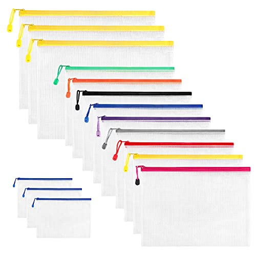 Dokumententasche A3+A4+A6,15 Stücke Reißverschlussordner Datei Taschen mit Reißverschluss, Mesh Kunststoff Reißverschlusstasche für Datei, Papier, Dokumente, Kosmetika, Hausaufgaben und Reisezubehör Dokumententasche A3+A4+A6,15 Stücke Reißverschlussordner Datei Taschen mit Reißverschluss, Mesh Kunststoff Reißverschlusstasche für Datei, Papier, Dokumente, Kosmetika, Hausaufgaben und Reisezubehör von NORDUN