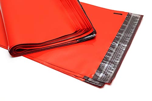 100 Farbige Folien-Versandtaschen - Bunte Klappenbeutel mit Selbstklebeverschluß, unbedruckt, LDPE, recycelbar Format 360 x 500, Farbe rot von Nordwerk