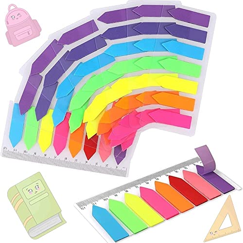 Norhogo 1160 Stück Neon Haftnotizen Flaggen, bunte Indexreiter, Flagge, 8 klebezettel Haftstreifen Haftmarker Klein Merkzettel Page Marker Tabs Beschreibbare Etiketten für Seitenmarkierung von Norhogo