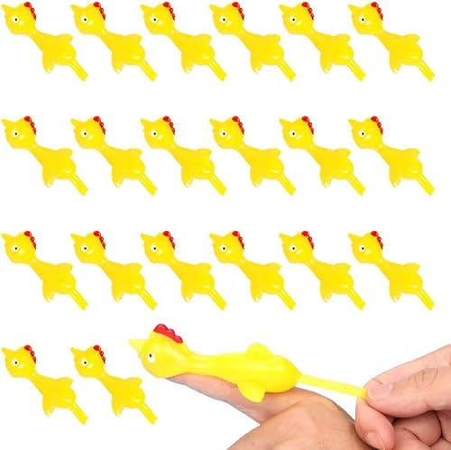 Norhogo 20 Stück Schleuder Huhn Strecken Fliegende Hühner, Stretchy Stretchfiguren kleine Partyüberraschung Geschenk für Kinder Party Mitgebsel für Büro Streiche Party Gelb für Kinder (Gelb) von Norhogo