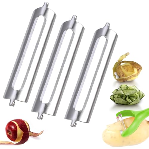 Norhogo 3 Stück Sparschäler Tupper, Ersatzklingen für Flachschliff Profischäler, Sparschäler Ersatzklingen, Blades Edelstahl Ersatzklingen, für Gemüseschale, Messer, Peeler Pendelschäler von Norhogo